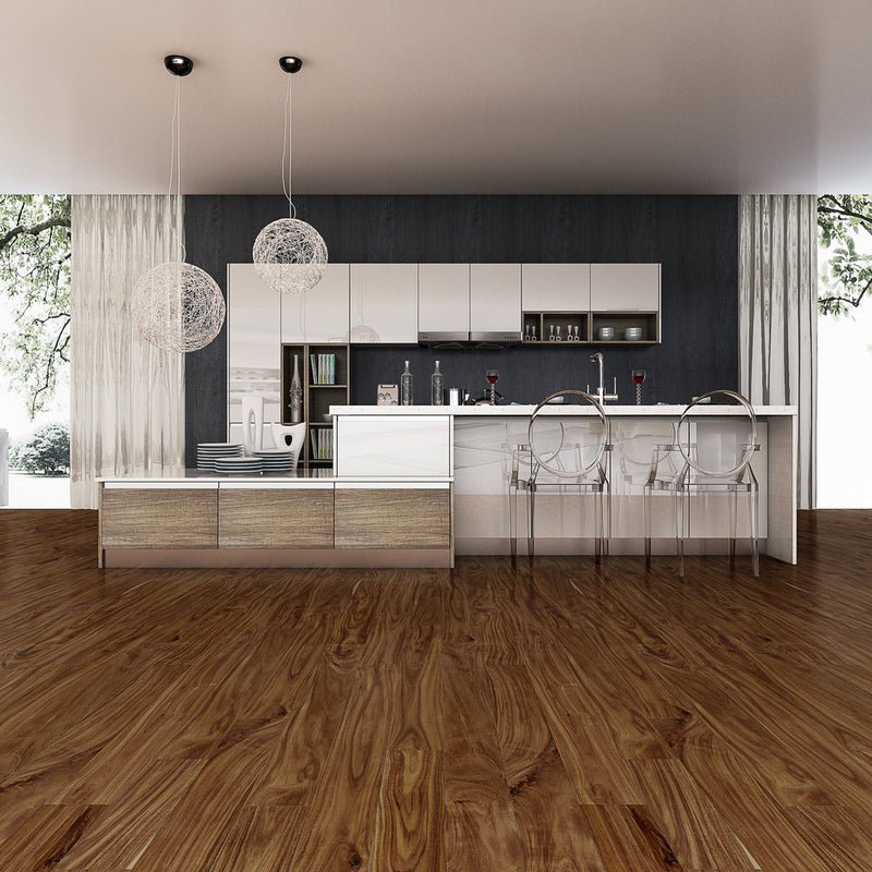 "Capture the essence of natural beauty with Exotic Walnut Natural Solid Hardwood Flooring, available in 3.6" and 4.75" widths and 0.75" thickness. Choose between Smooth or Handscraped finishes. SKU: TRPSH-EWNH, TRPSH-EWNS4.75, TRPSH-EWNS3.6."