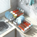 Expandable Dish Drying Rack Adjustable Dual-Part Dish Drainer with Detachable Utensil Holder by LJGDeals