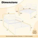 Extendable Metal Daybed to Twin Size Bed with Guardrails and Armrests by LJGDeals