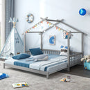 Extendable House Bed Twin to King Daybed with Roof and Fence Rails by LJGDeals