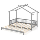 Extendable House Bed Twin to King Daybed with Roof and Fence Rails by LJGDeals