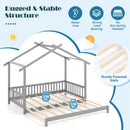 Extendable House Bed Twin to King Daybed with Roof and Fence Rails by LJGDeals