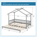 Extendable House Bed Twin to King Daybed with Roof and Fence Rails by LJGDeals