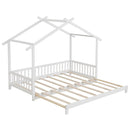 Extendable House Bed Twin to King Daybed with Roof and Fence Rails by LJGDeals