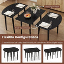 Extendable Oval Dining Table Set with 2 Half-Round Tables for 4-6 People by LJGDeals