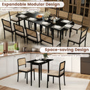 Extendable Oval Dining Table Set with 2 Half-Round Tables for 4-6 People