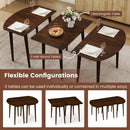 Extendable Oval Dining Table Set with 2 Half-Round Tables for 4-6 People by LJGDeals