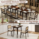 Extendable Oval Dining Table Set with 2 Half-Round Tables for 4-6 People