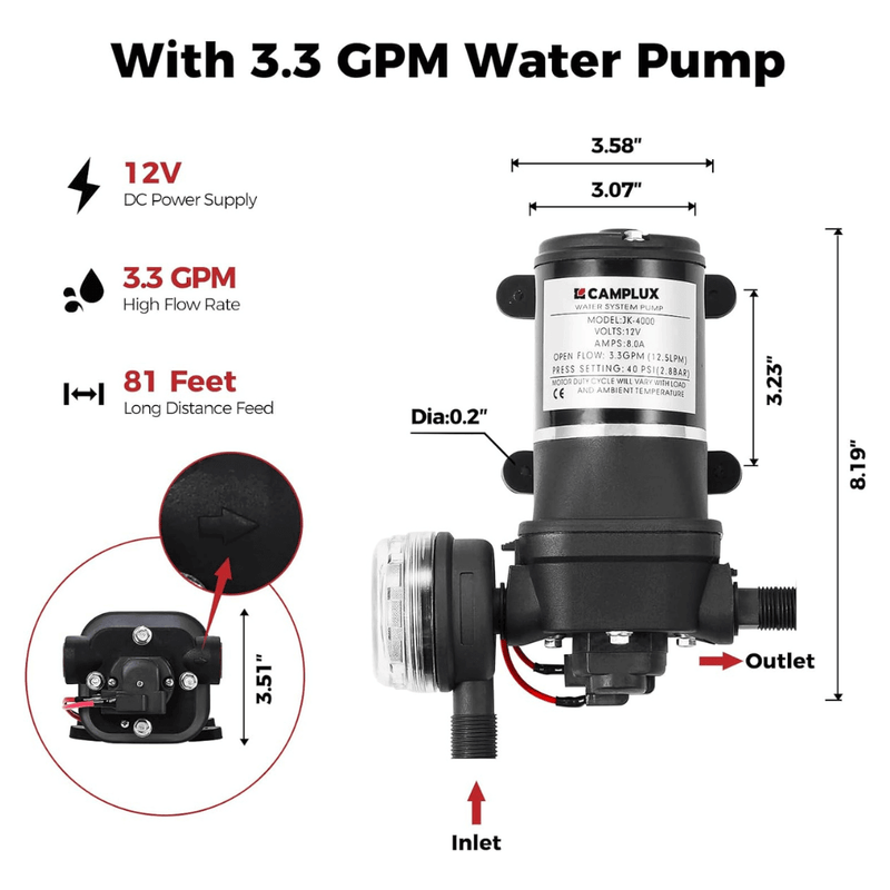 Camplux First F10 Pro LPG Camping Water Heater Pump Kit