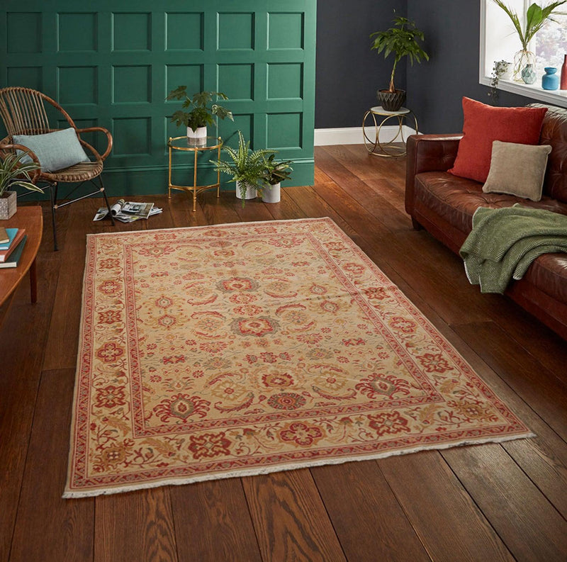 6’3” x 8’8" Authentic Hand Knotted Wool Turkish Oushak Oriental Area Rug Beige