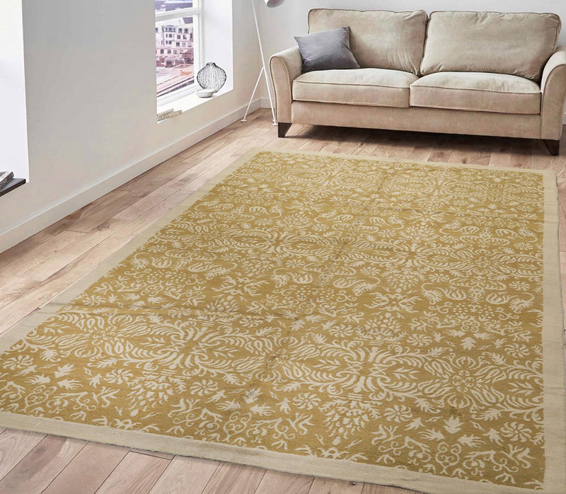 5’11” x 8’10" Lapchi Hand Knotted Wool & Silk Loop Pile Fandago Tibetan Area Rug