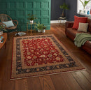 7’9”x10’4" Hand Knotted Wool Traditional Agra Oriental Area Rug Red Black