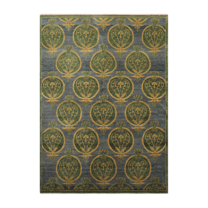 5x7 Hand Knotted Tibetan 100% Wool Michaelian & Kohlberg Traditional Oriental Area Rug Blue, Green Color