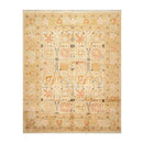 7'10''x9'11'' Hand Knotted 100% Wool Agra Silky Sheen Traditional Oriental Area Rug Beige, Tan Color