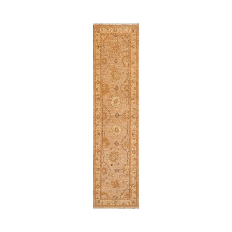 2'8''x10'8'' Tan, Caramel Hand Knotted 100% Wool Peshawar Traditional Oriental Area Rug Runner