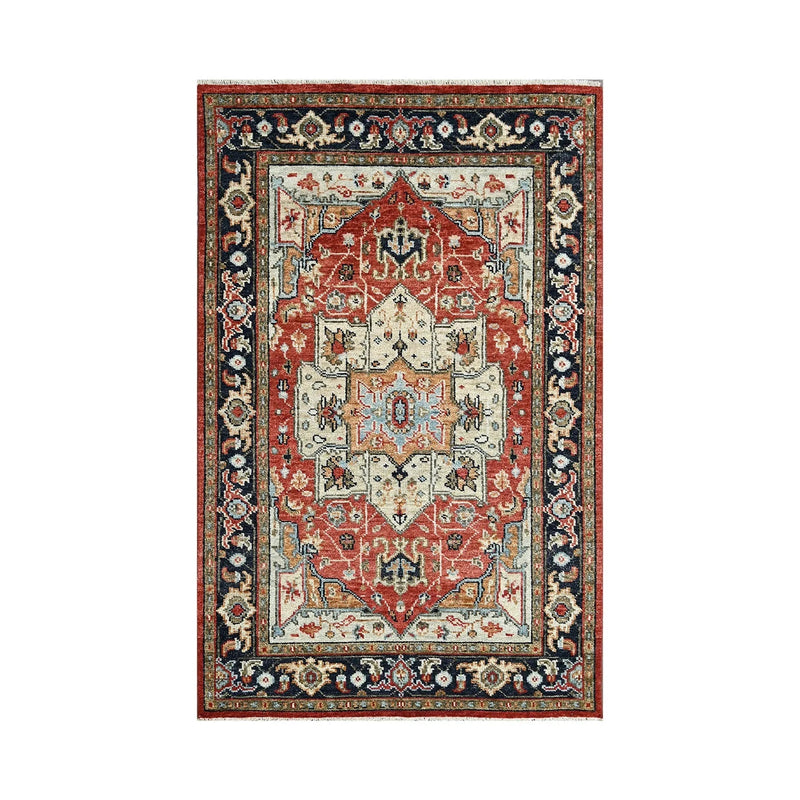 6x9 LoomBloom Ivory, Red Hand Knotted 100% Wool Turkish Oushak Arts & Crafts Oriental Area Rug