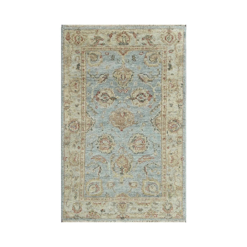 4x6 LoomBloom Aqua Hand Knotted 100% Wool Turkish Oushak Traditional Oriental Area Rug