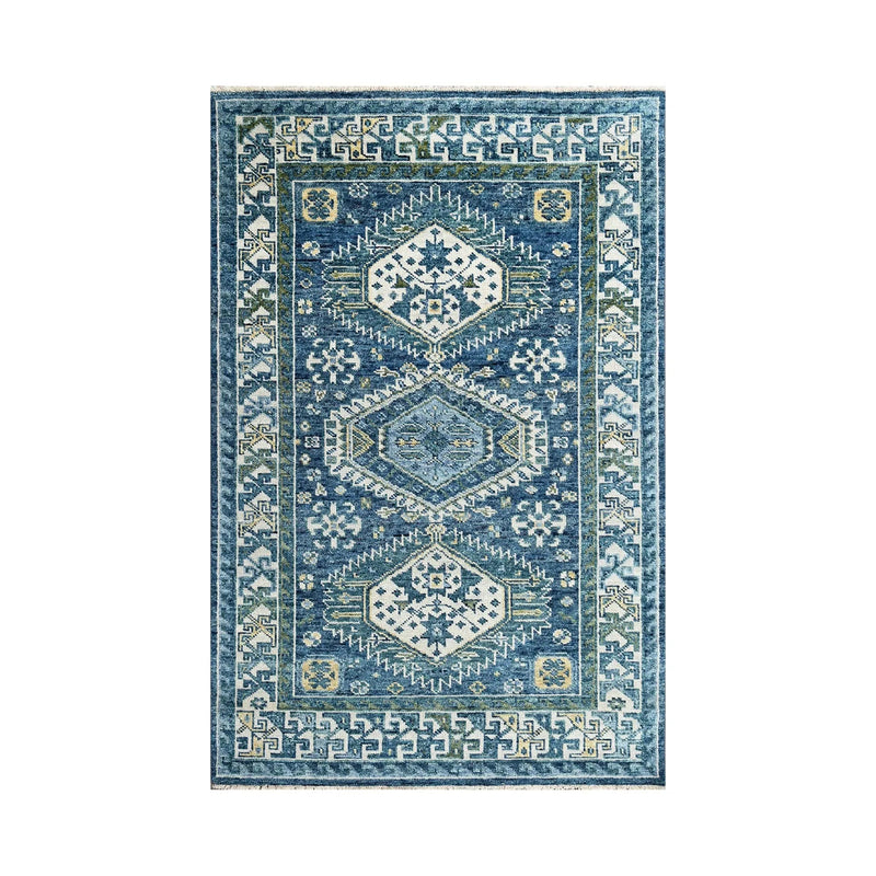 6x9 LoomBloom Blue, Ivory Hand Knotted 100% Wool Turkish Oushak Traditional Oriental Area Rug