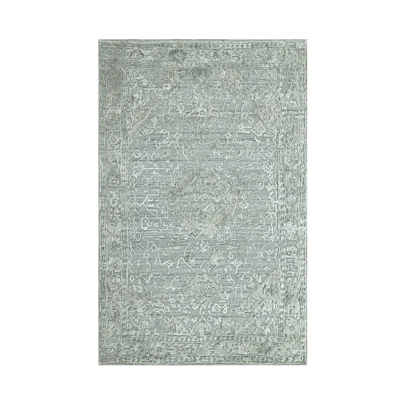 4x6 Tone on Tone Gray Hand Knotted Tibetan Wool/Bamboo Silk Transitional Oriental Area Rug