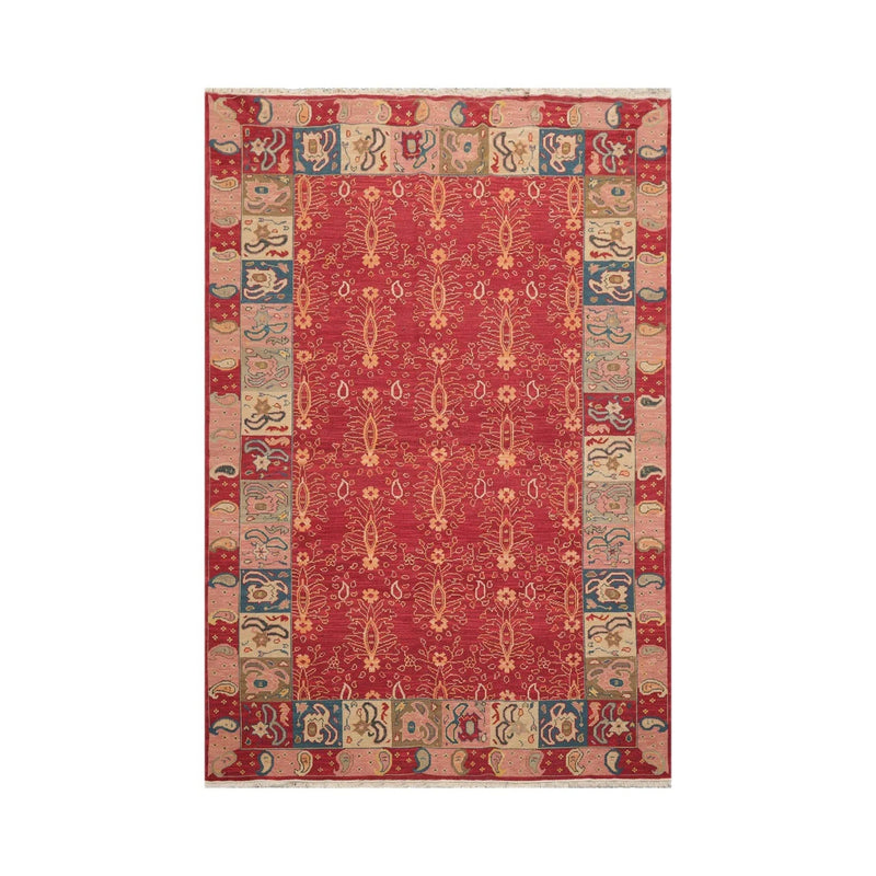 6x9 Rust, Mint Hand Knotted Soumak 100% Wool Nourison Nourmak Traditional Oriental Area Rug