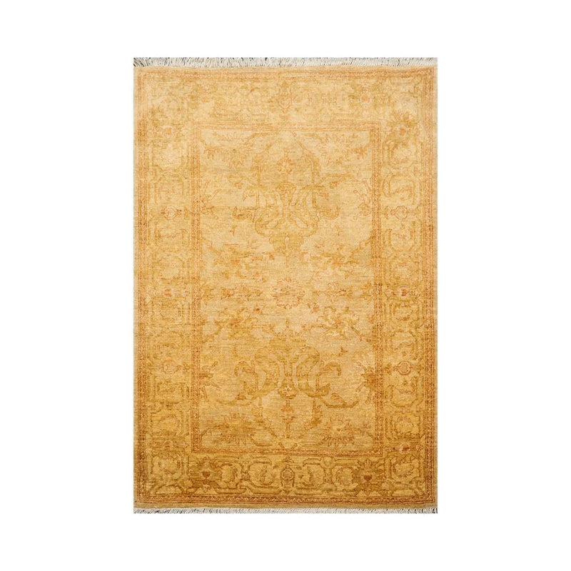4x6 Light Gold, Brown Hand Knotted Persian 100% Wool Chobi Peshawar Traditional Oriental Area Rug