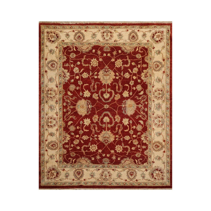 6x9 Rust, Ivory  Hand Knotted Persian 100% Wool Chobi Peshawar Traditional Oriental Area Rug