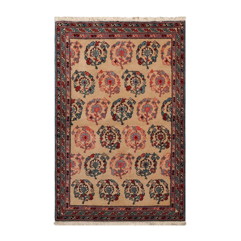 3x5 Beige,Rust Hand Knotted Tibetan 100% Wool Transitional Oriental Area Rug