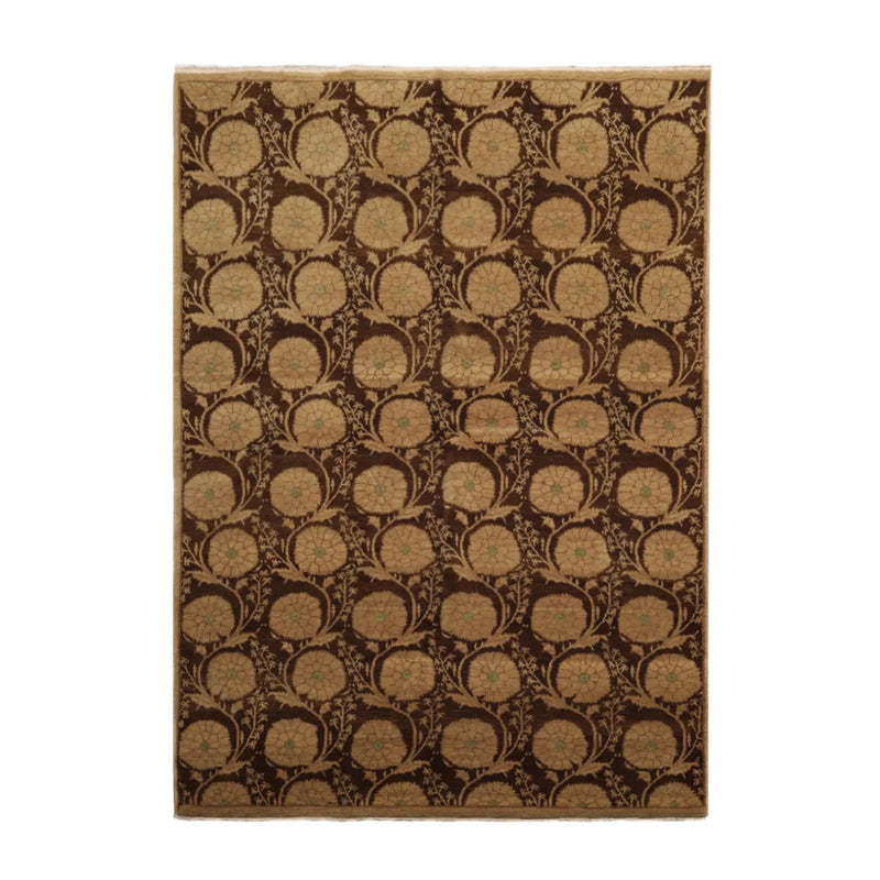 5x7 Brown,Moss Hand Knotted Tibetan 100% Wool Michaelian & Kohlberg Modern & Contemporary Oriental Area Rug