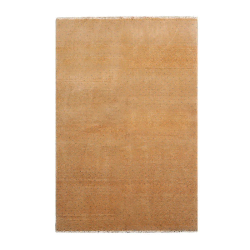 4x6 Light Gold, Blue Hand Knotted Tibetan 100% Wool Michaelian & Kohlberg Transitional Oriental Area Rug