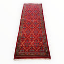 Vintage Mashhad Wool Runner – 3’3” x 8’4” – 1970s, Rich Red with Blue & Beige Accents