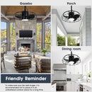 20 Inch Vistula Outdoor DC Motor Black Industrial Hanging Buckle Downrod Ceiling Fan with Light