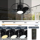 20 Inch Vistula Outdoor DC Motor Black Industrial Hanging Buckle Downrod Ceiling Fan with Light