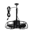20 Inch Vistula Outdoor DC Motor Black Industrial Hanging Buckle Downrod Ceiling Fan with Light