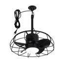 20 Inch Vistula Outdoor DC Motor Black Industrial Hanging Buckle Downrod Ceiling Fan with Light