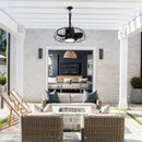 20 Inch Vistula Outdoor DC Motor Black Industrial Hanging Buckle Downrod Ceiling Fan with Light