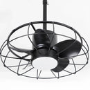 20 Inch Vistula Outdoor DC Motor Black Industrial Hanging Buckle Downrod Ceiling Fan with Light