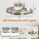 20 Inch Hazel Satin Nickel Flush Mount LED Ceiling Fan with Remote Control