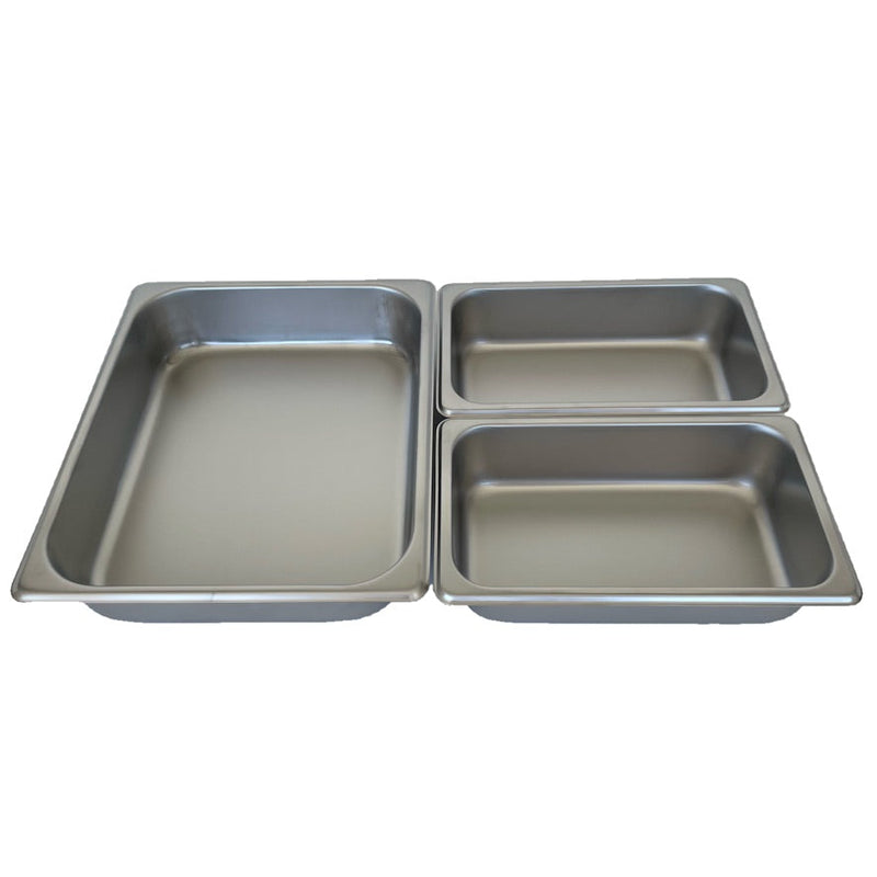 REVO MIX Pan Set | Stainless Steel 2.5" deep | One 1/2 Size and Two 1/4 size food pans