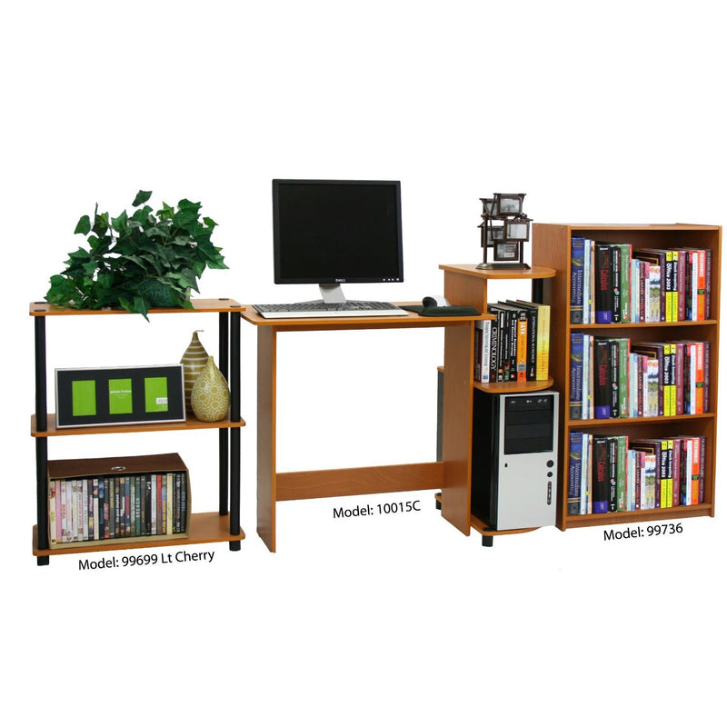 Light Cherry Finish 3-Tier Storage Shelves Bookcase, photo 3 of 5