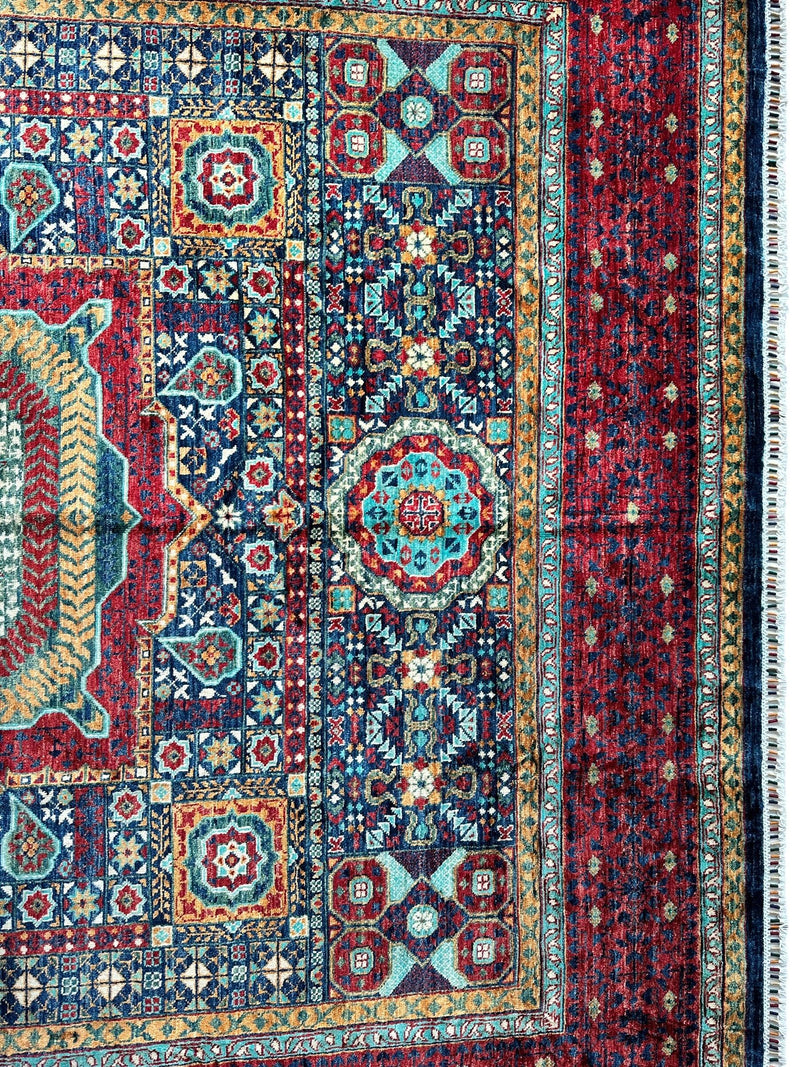 Hand-Knotted Mamluk Wool Rug – 8'4" x 9'9" – Intricate Geometric Masterpiece