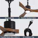 42 Inch Patio Guard IP65 Outdoor DC Motor Black Modern Hanging Buckle Downrod Ceiling Fan with Light