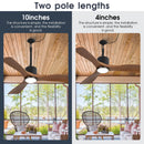 42 Inch Patio Guard IP65 Outdoor DC Motor Black Modern Hanging Buckle Downrod Ceiling Fan with Light