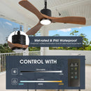 42 Inch Patio Guard IP65 Outdoor DC Motor Black Modern Hanging Buckle Downrod Ceiling Fan with Light