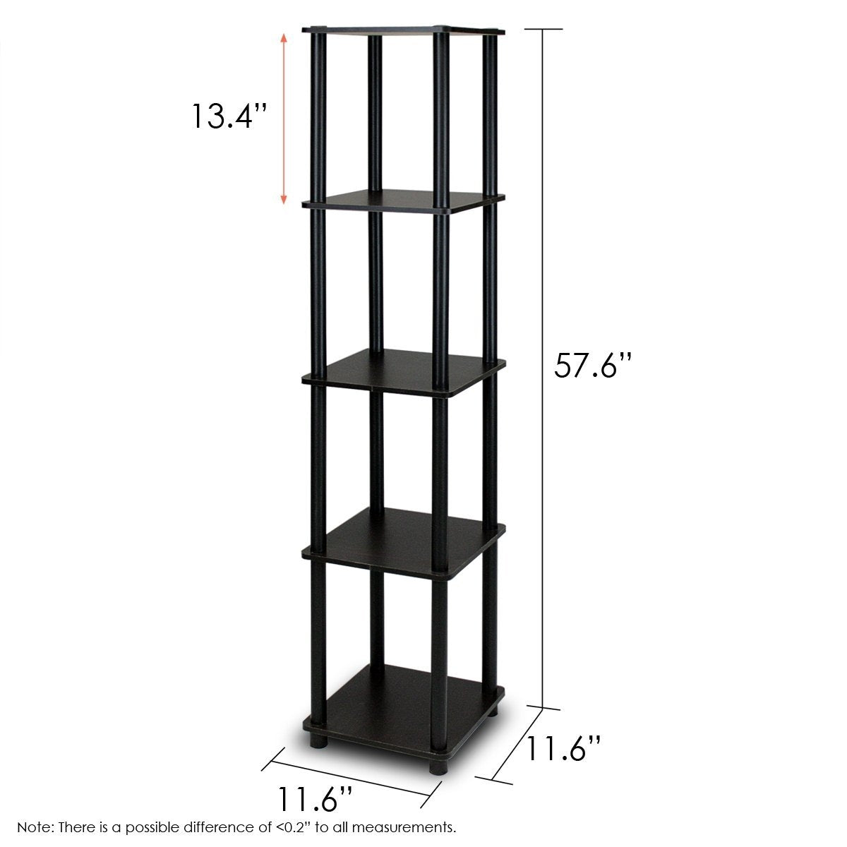 5-Tier Square Corner Display Shelf Bookcase in Espresso/Black, photo 2 of 5