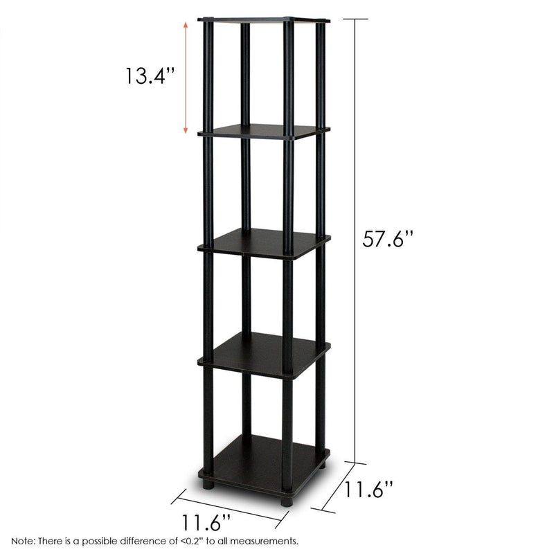 5-Tier Square Corner Display Shelf Bookcase in Espresso/Black, photo 2 of 5