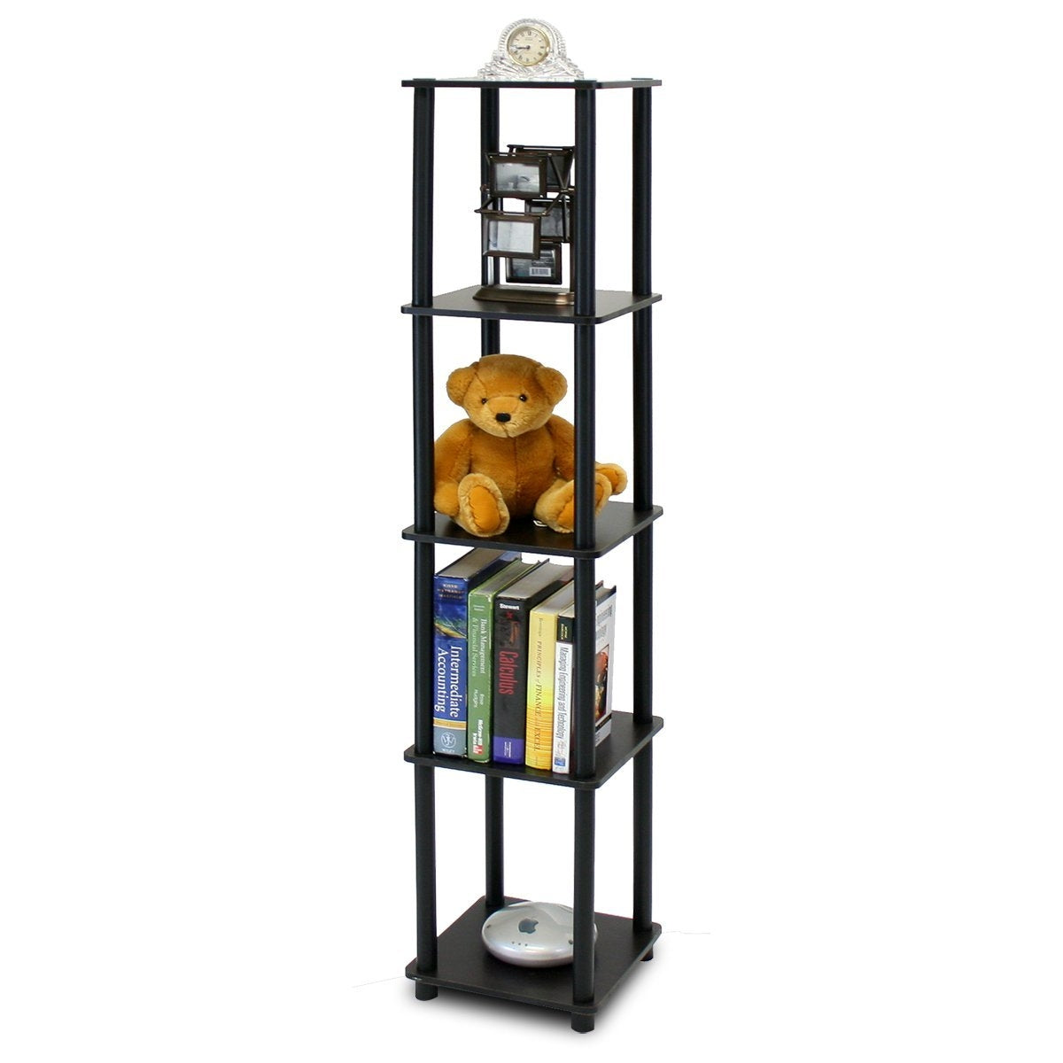 5-Tier Square Corner Display Shelf Bookcase in Espresso/Black, photo 3 of 5