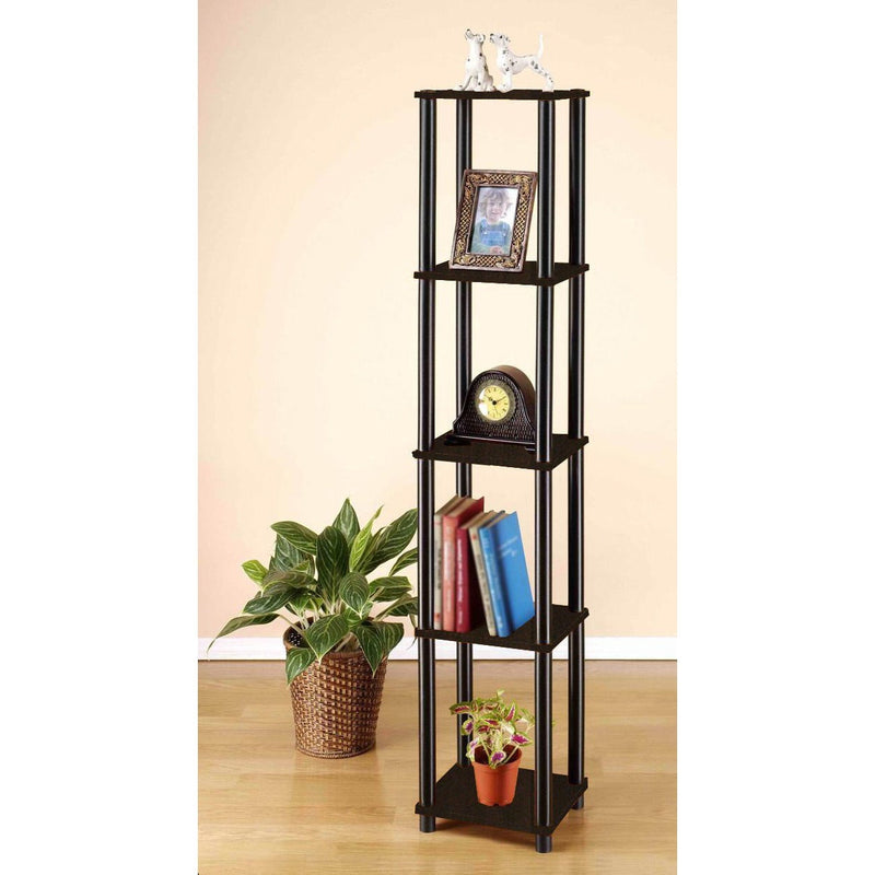 5-Tier Square Corner Display Shelf Bookcase in Espresso/Black, photo 4 of 5
