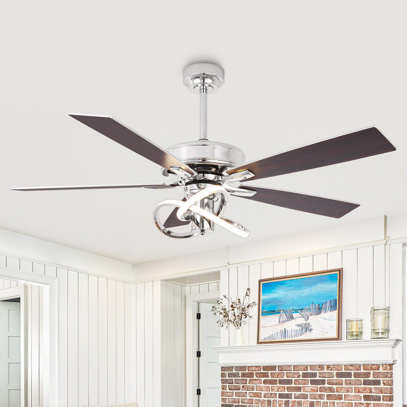 52 Inch Oregon DC Motor Modern Downrod Ceiling Fan with LED Light