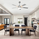 52 Inch Double-sided Blades Modern Downrod Mount Ceiling Fan with Main/Side LED Light