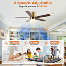 52 Inch Fanny Double-sided Blades Flush Mount LED Ceiling Fan with Remote Control by Parrot Uncle